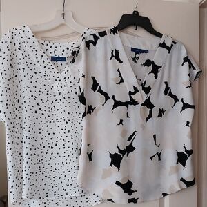 2 For $9!! Apt. 9 Black and White Patterned Tops. Size Medium.